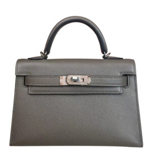 Hermes Kelly Bag 19 Epsom Leather Dark Gray