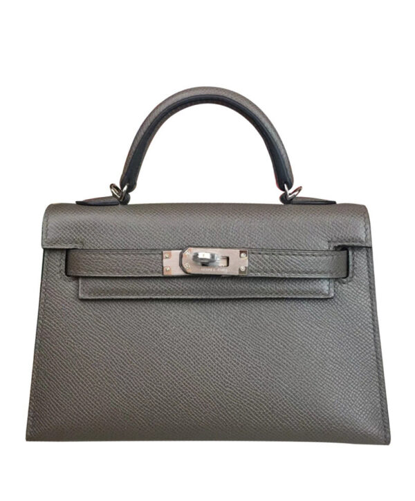 Hermes Kelly Bag 19 Epsom Leather Dark Gray