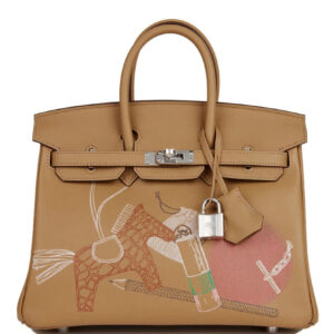 Hermes Birkin 25 In & Out Biscuit Swift Palladium Hardware Coffee