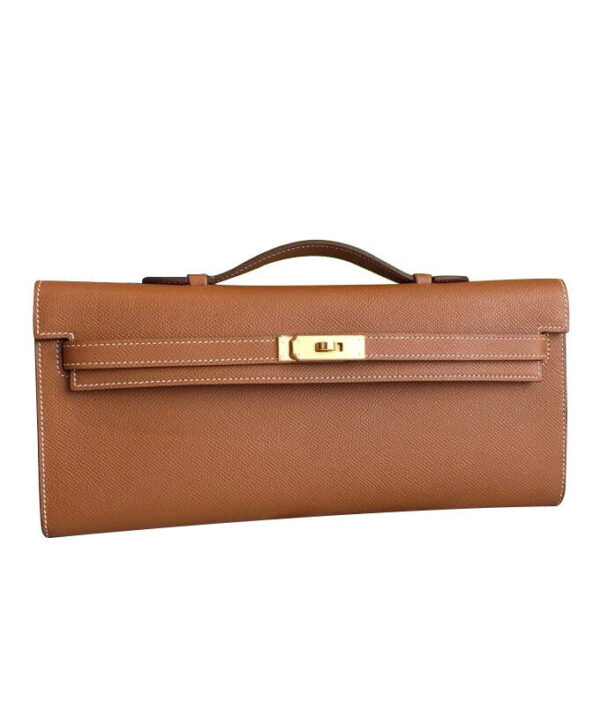 Hermes Kelly Cut Rouge H Light Coffee