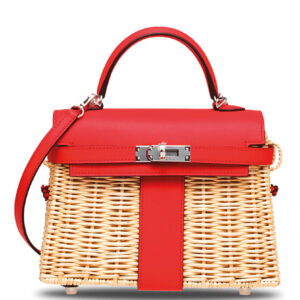 Hermes Kelly Picnic Mini Osier / Swift Vert Verone Red