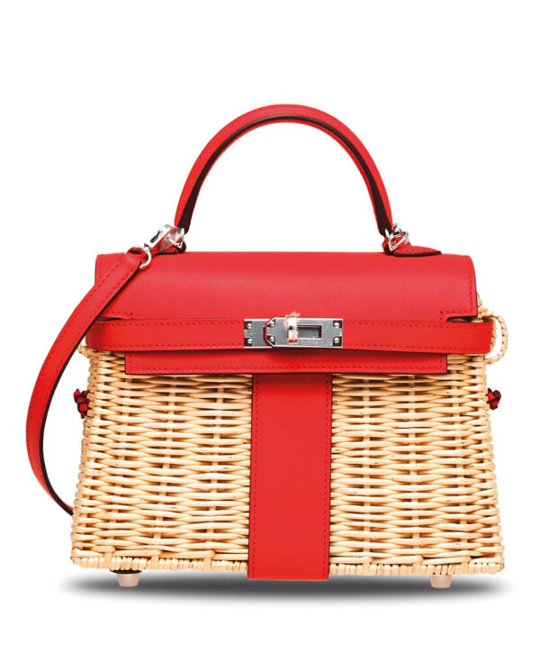 Hermes Kelly Picnic Mini Osier / Swift Vert Verone Red