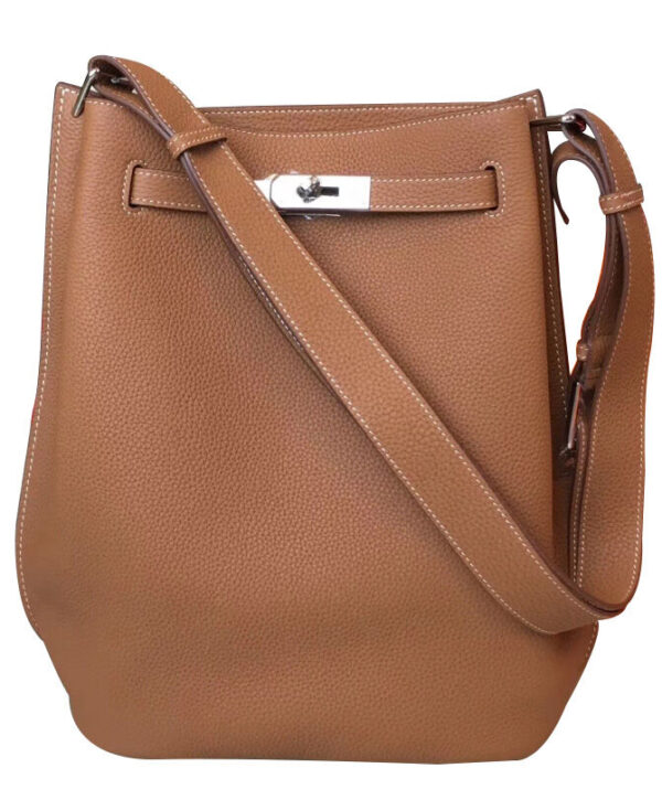 Hermes So Kelly Bag 22 Togo Leather Light Coffee