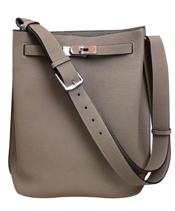 Hermes So Kelly Bag 22 Togo Leather Light Gray