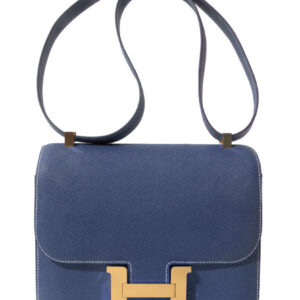 Hermes Epsom Constance 24cm Palladium Hardware Dark Blue