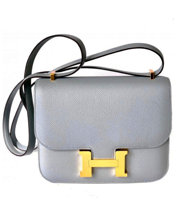 Hermes Epsom Constance 24cm Palladium Hardware Light Blue