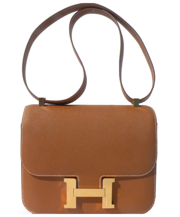 Hermes Epsom Constance 24cm Palladium Hardware Light Coffee