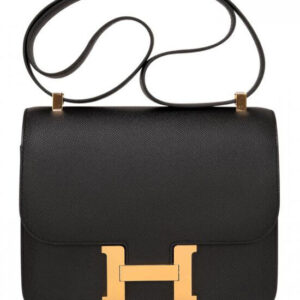 Hermes Epsom Constance 24cm Palladium Hardware Black