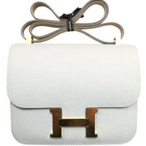 Hermes Epsom Constance 24cm Palladium Hardware White