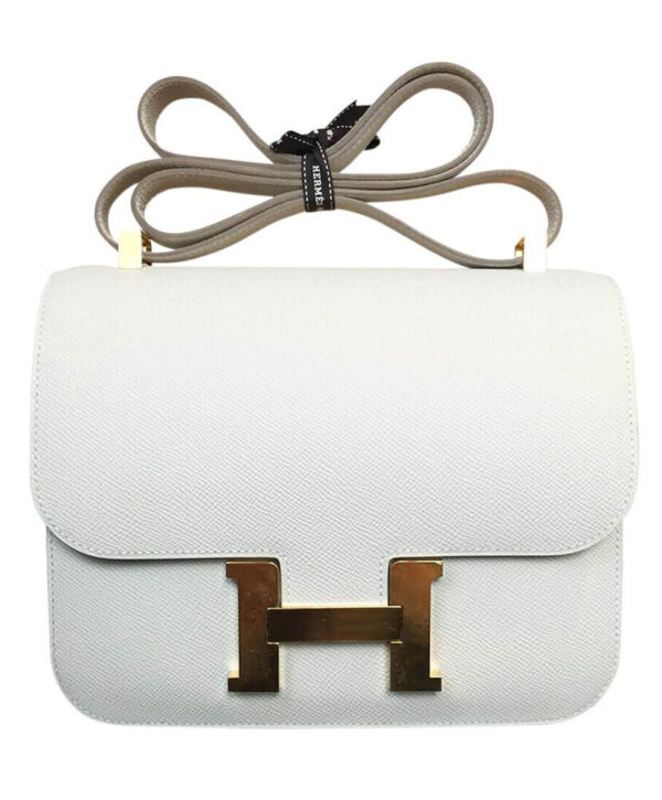 Hermes Epsom Constance 24cm Palladium Hardware White