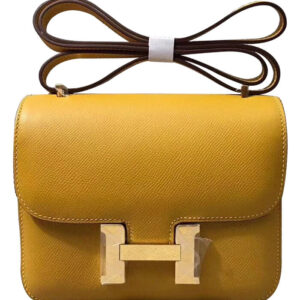 Hermes Epsom Constance 24cm Palladium Hardware Yellow