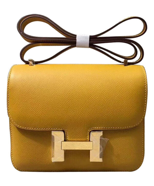 Hermes Epsom Constance 24cm Palladium Hardware Yellow