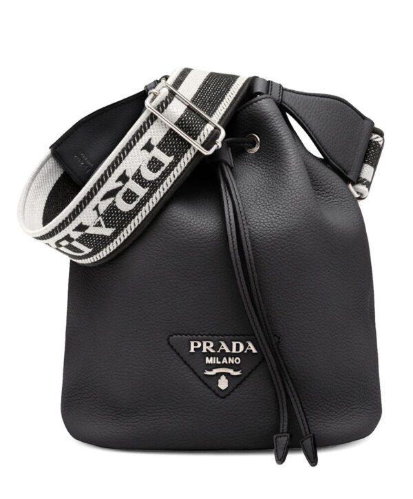 Prada Leather Bucket Bag 1BE060 Black