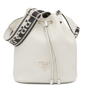 Prada Leather Bucket Bag 1BE060 Cream