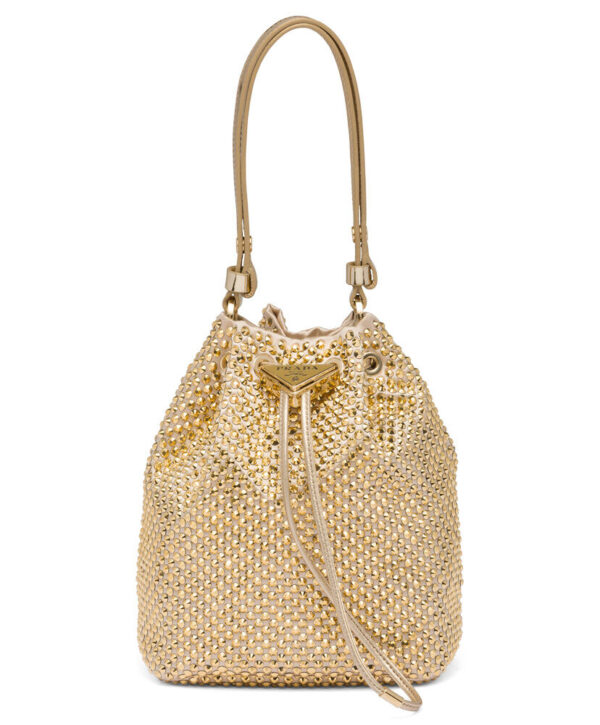 Prada Satin Mini-bag With Crystals 1BE067 Golden