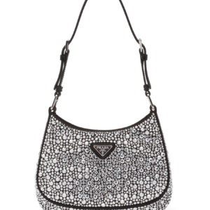 Prada Cleo Satin Bag With Appliques 1BC169 Black