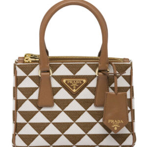 Prada Galleria Embroidered Jacquard Fabric Micro-bag Coffee