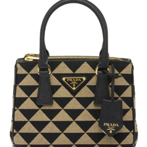 Prada Galleria Embroidered Jacquard Fabric Micro-bag Black