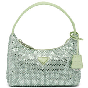 Prada Satin Mini-bag With Artificial Crystals Green