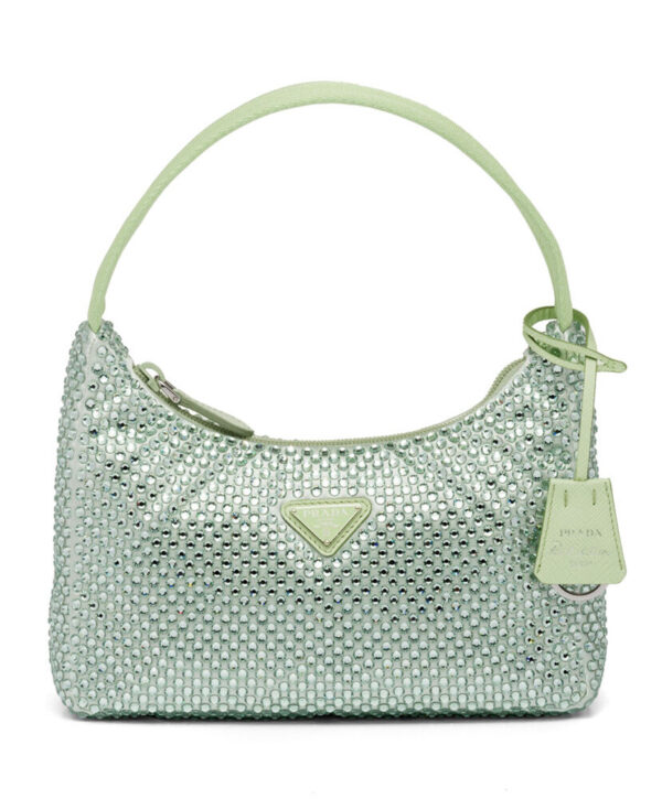 Prada Satin Mini-bag With Artificial Crystals Green