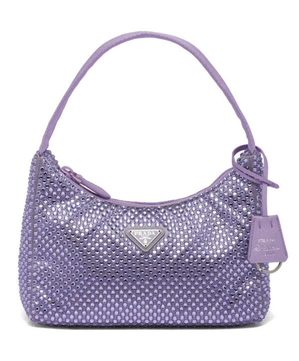 Prada Satin Mini-bag With Artificial Crystals Purple