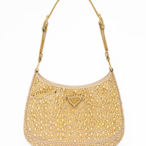 Prada Cleo Satin Bag With Crystals 1BC169 Golden