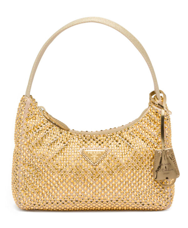 Prada Satin Mini-bag With Crystals 1BC515 Golden