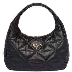 Prada Large, Topstitched Nappa-leather Bag 1BC183 Black