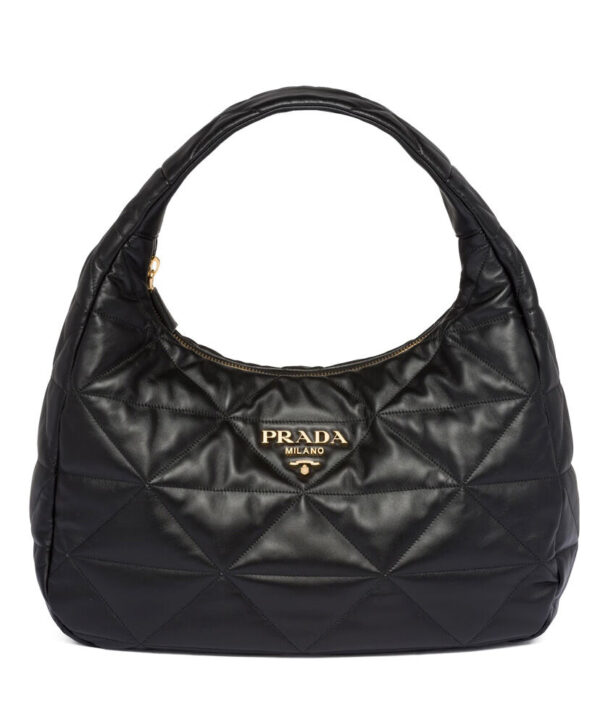 Prada Large, Topstitched Nappa-leather Bag 1BC183 Black