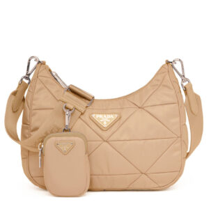 Prada Padded nylon shoulder bag 1BC151 Apricot