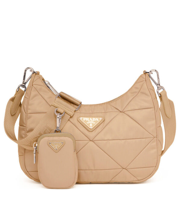 Prada Padded nylon shoulder bag 1BC151 Apricot