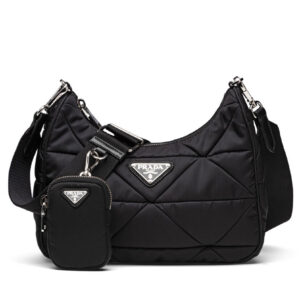 Prada Padded nylon shoulder bag 1BC151 Black