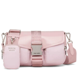 Prada Pocket Nylon And Brushed Leather Bag 1BA896 Pink