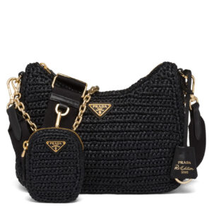 Prada Re-Edition 2005 Raffia Bag 1BH204 Black