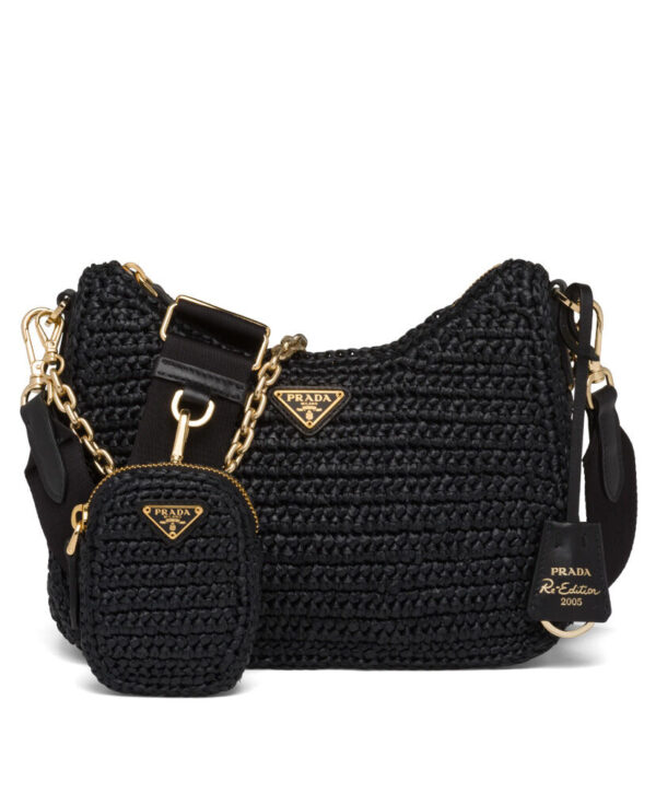 Prada Re-Edition 2005 Raffia Bag 1BH204 Black