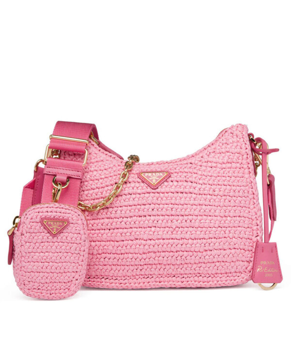 Prada Re-Edition 2005 Raffia Bag 1BH204 Pink