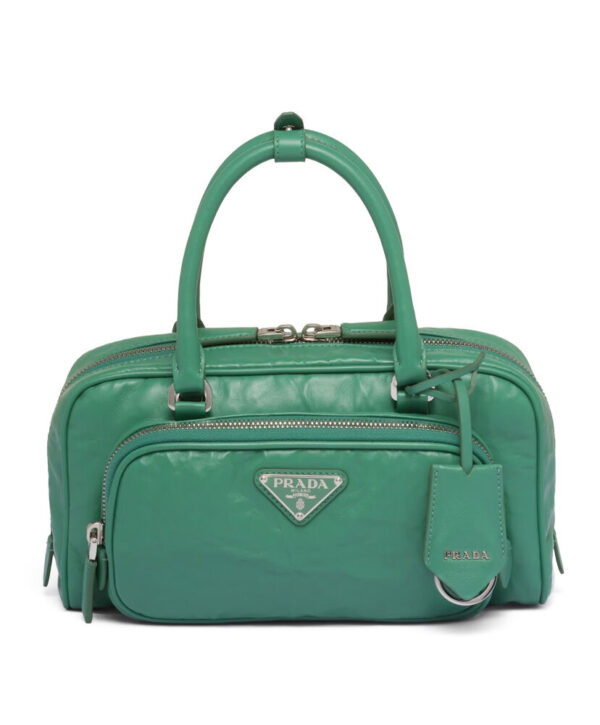 Prada Antique Nappa Leather Multi-pocket Top-handle Bag 1BB099 Green