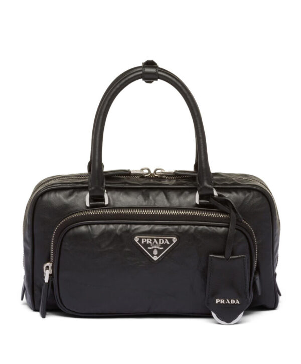 Prada Antique Nappa Leather Multi-pocket Top-handle Bag 1BB099 Black