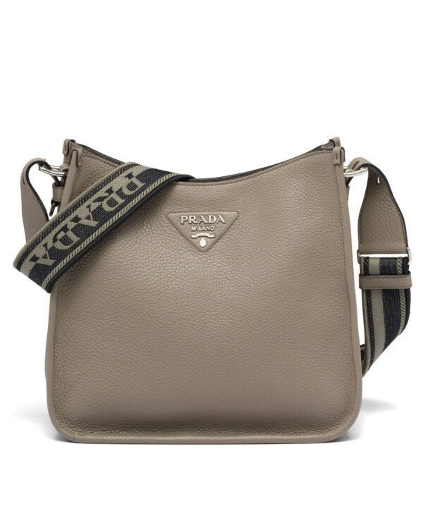 Prada Leather Hobo Bag 1BC073 Gray