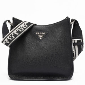 Prada Leather Hobo Bag 1BC073 Black