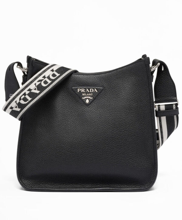 Prada Leather Hobo Bag 1BC073 Black