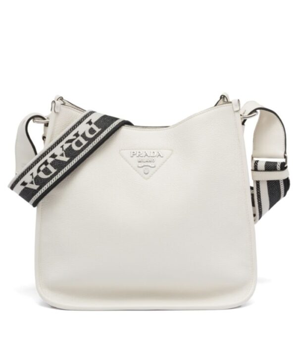 Prada Leather Hobo Bag 1BC073 Cream