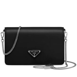 Prada Brushed Leather Shoulder Bag 1BD307 Black