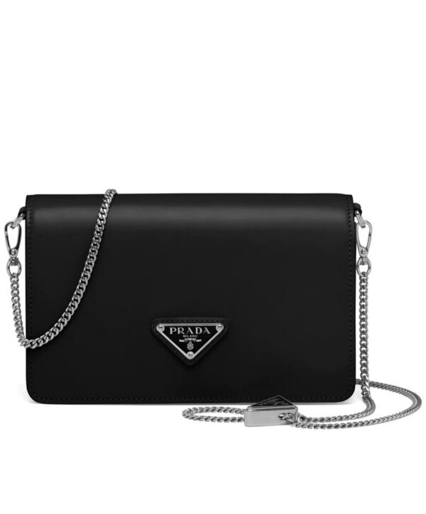 Prada Brushed Leather Shoulder Bag 1BD307 Black