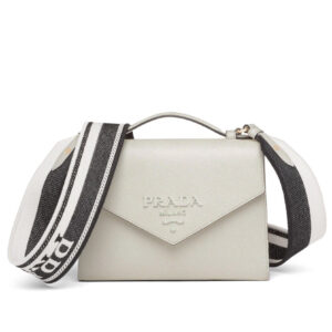 Prada Monochrome Saffiano And Leather Bag Cream