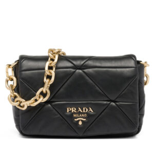 Prada System Nappa Patchwork Shoulder Bag 1BD328 Black