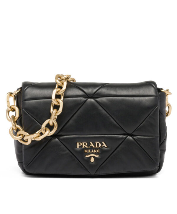 Prada System Nappa Patchwork Shoulder Bag 1BD328 Black