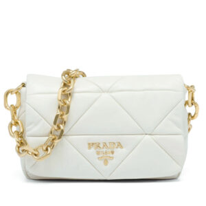 Prada System Nappa Patchwork Shoulder Bag 1BD328 White