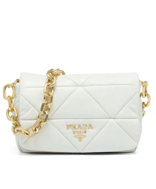 Prada System Nappa Patchwork Shoulder Bag 1BD328 White