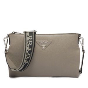 Prada Leather Shoulder Bag 1BH050 Gray